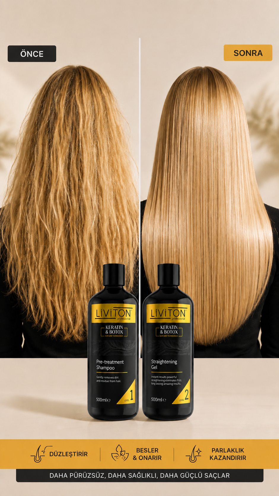 Saç Düzleştirici ve Keratin Bakım Seti 500ml