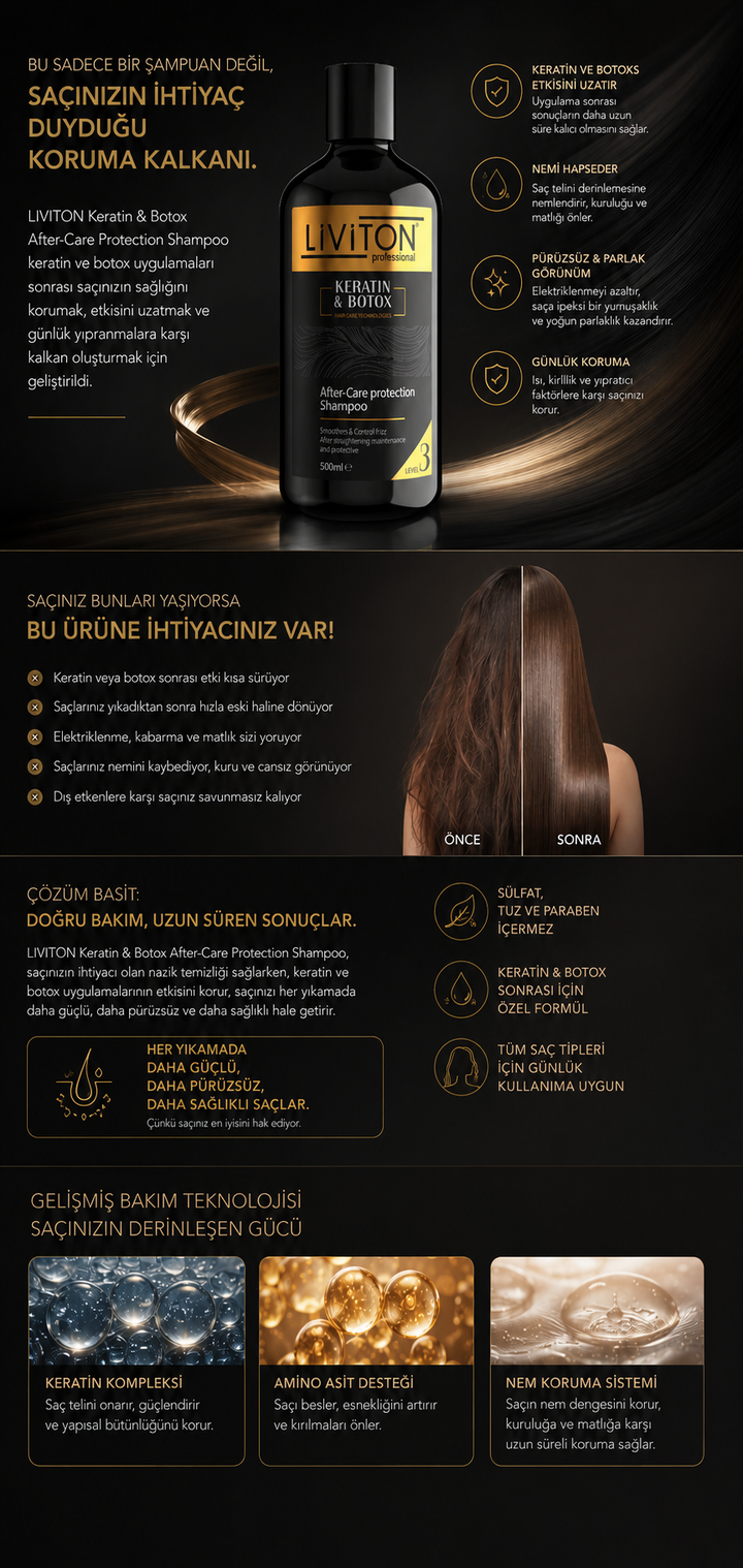 Keratin & Bakım Sonrası 3 Level Şampuan 500ml