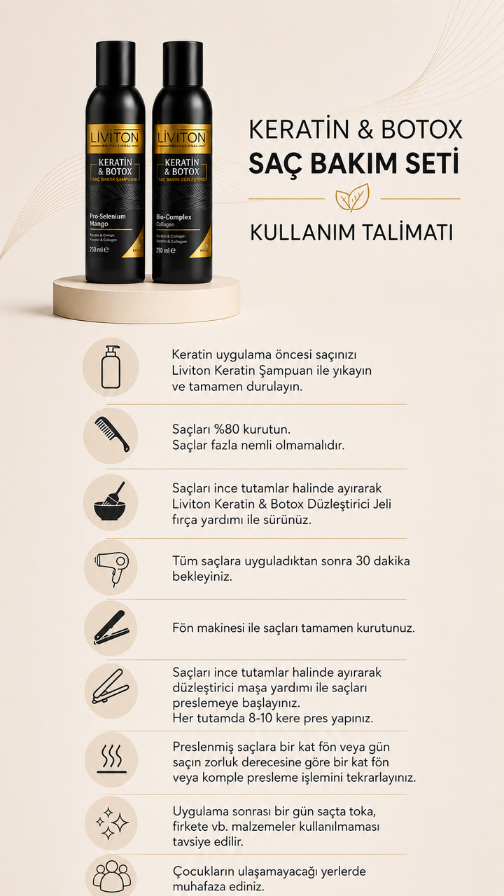 Saç Düzleştirici ve Keratin Bakım Seti 100 ml